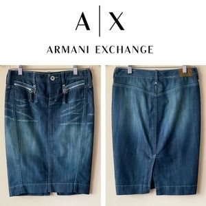 Armani Exchange Denim Pencil Skirt, Size 0P